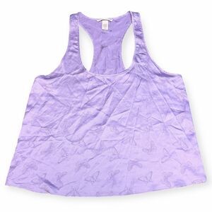 VICTORIA’S SECRET Women’s Lavender Satin Butterfly Racerback Tank Top Size Mediu